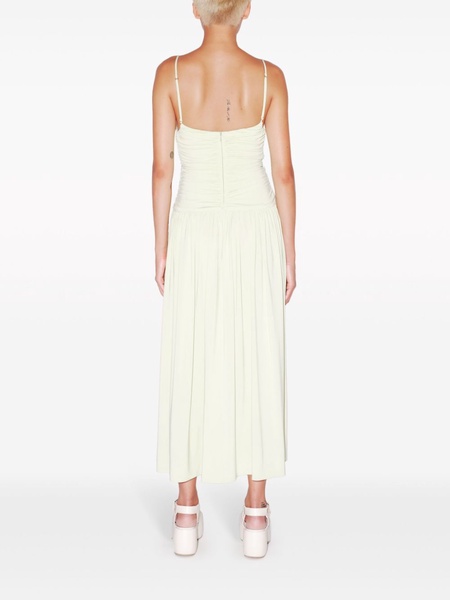 ruched slip midi dress