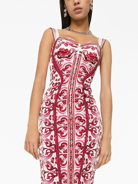 Majolica-print corset dress