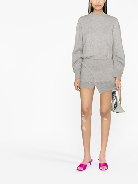 gathered-sleeve sweatshirt minidress