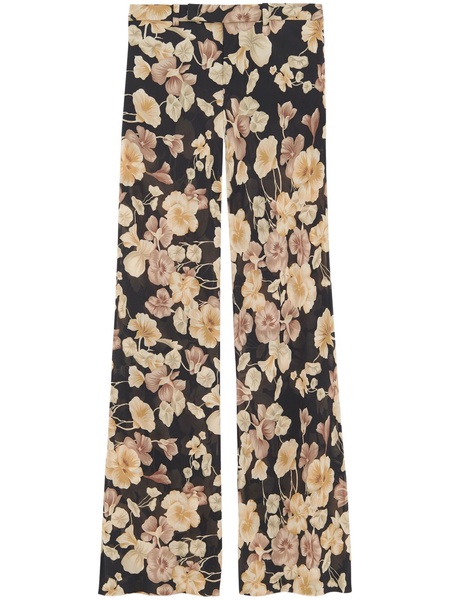 floral-print flared trousers