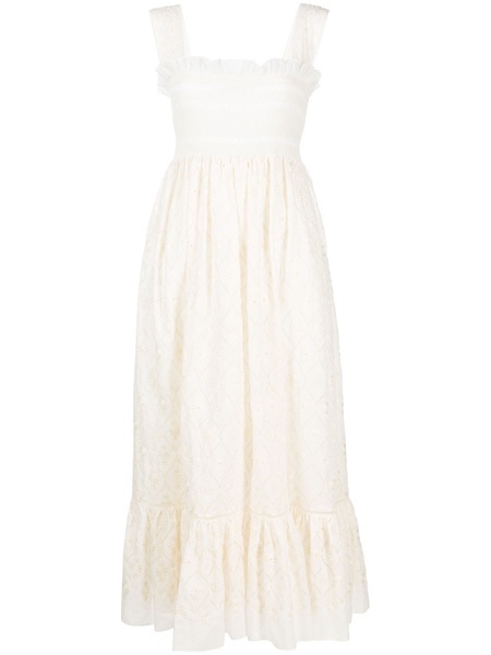 broderie anglaise cotton midi dress