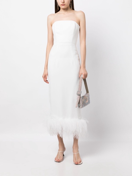 Minelli feather-trim midi dress