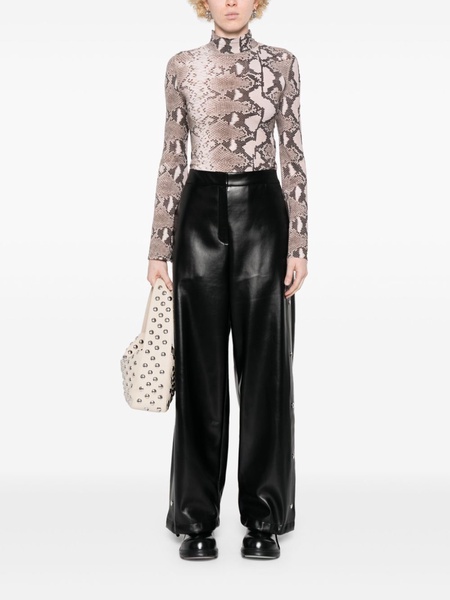 faux-leather trousers