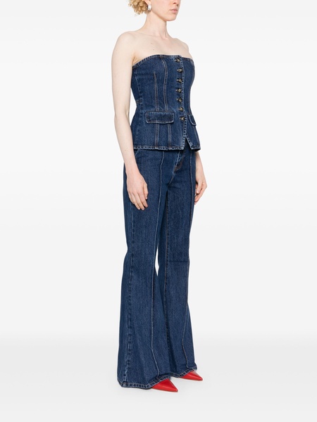 denim flared trousers set