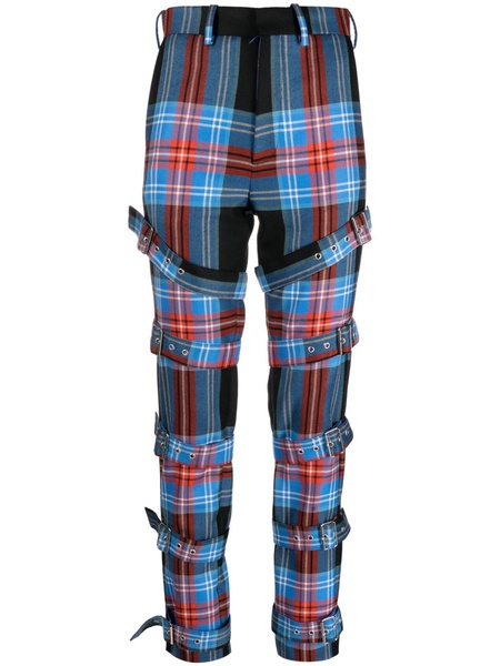 tartan buckled straight-leg trousers