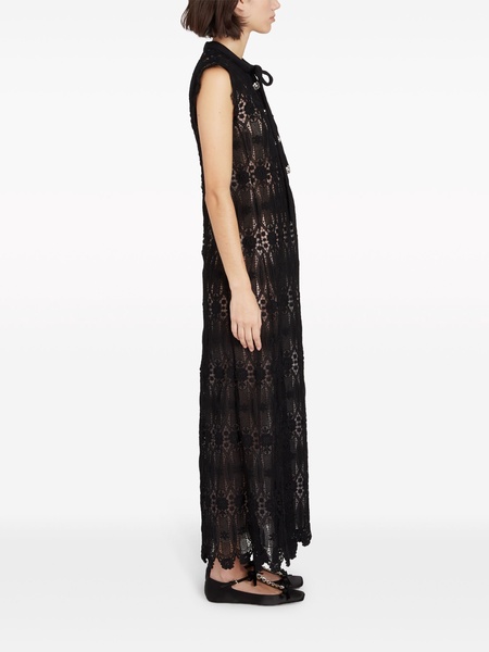 long embroidered macramé dress