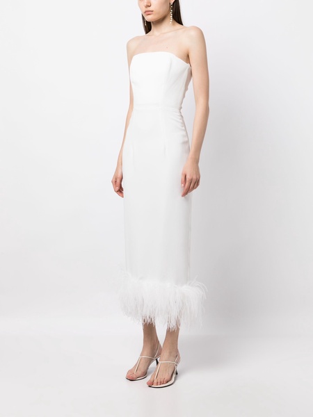 Minelli feather-trim midi dress