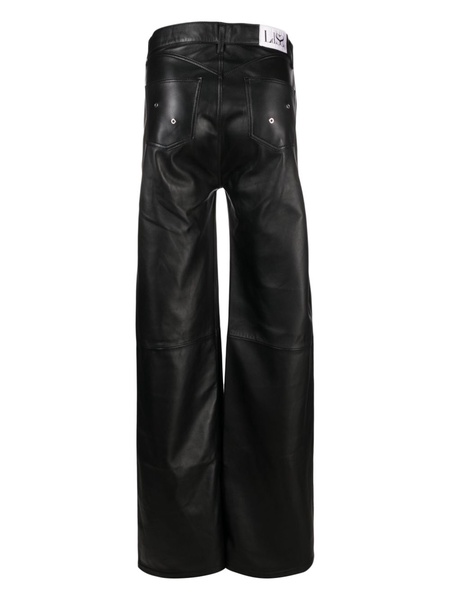 lace-up wide-leg leather trousers