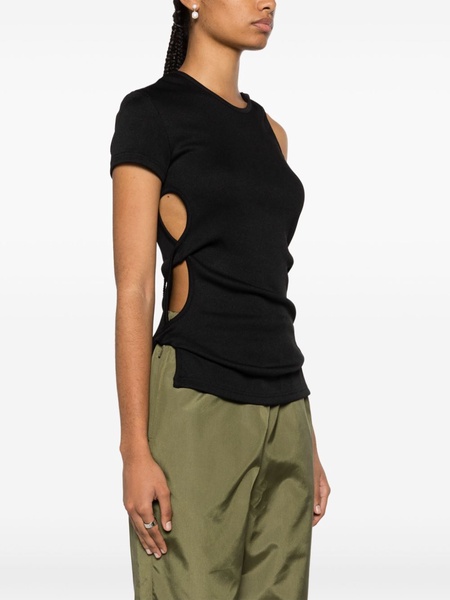 twist-detail asymmetric ribbed T-shirt