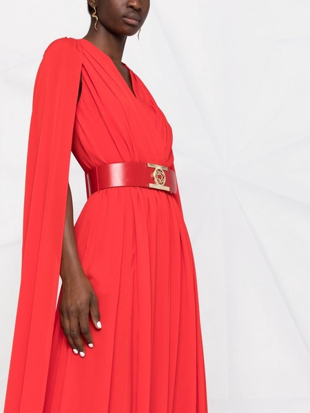 belted cape-effect silk gown