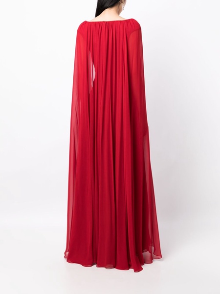 draped V-neck silk gown