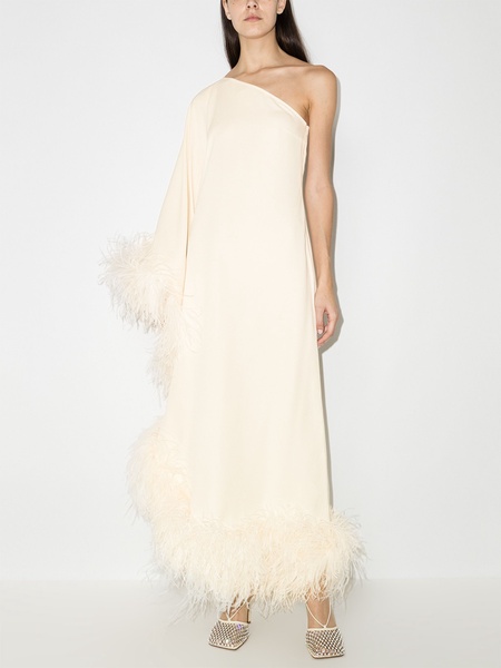 Ubud feather-trim gown