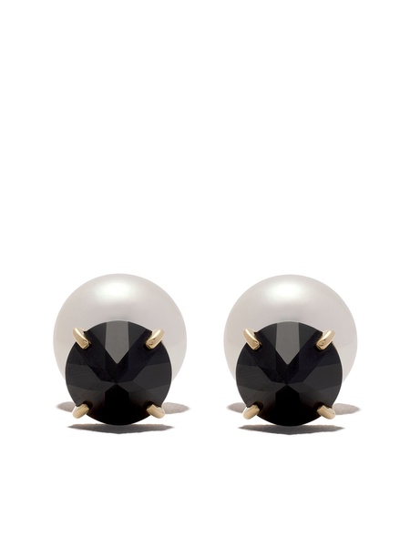 18kt yellow gold Collection Line refined rebellion black spinel earrings