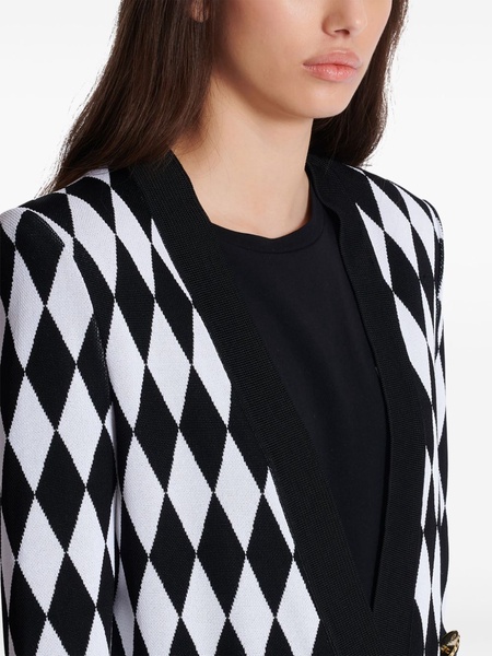 diamond patterned jacquard jacket