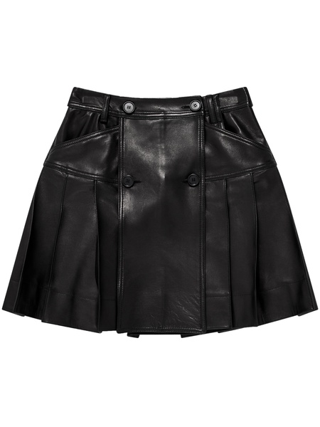 pleated leather miniskirt