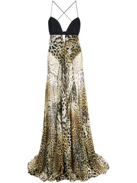 leopard-print long dress