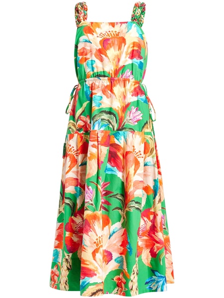 Green Tropicart Sleeveless midi dress