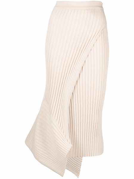 asymmetric ribbed-knit skirt