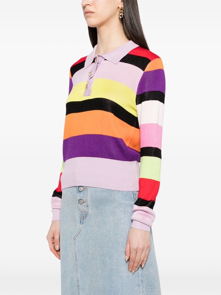 Mary polo-collar striped jumper 