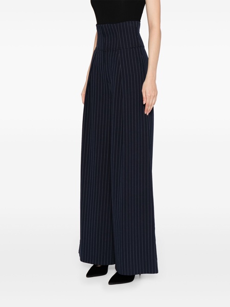 pinstripe-pattern wide-leg trousers