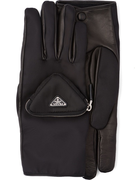 pouch-detail leather gloves