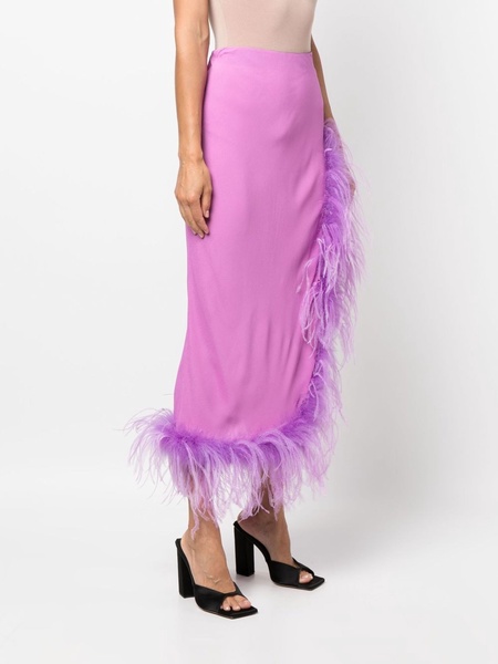 feather-detail midi skirt