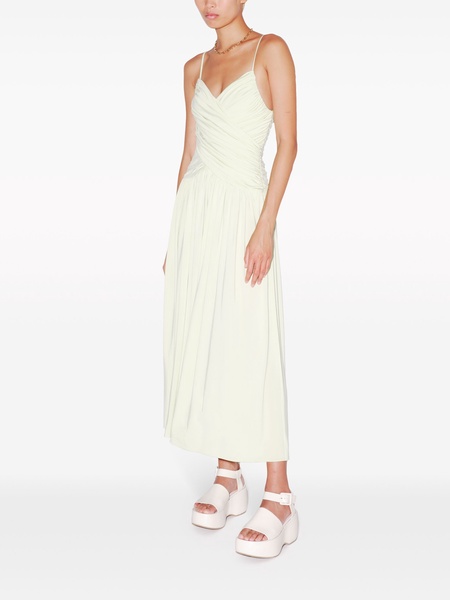 ruched slip midi dress