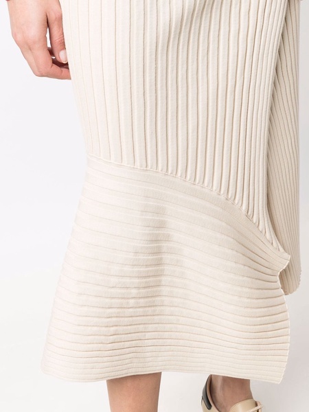 asymmetric ribbed-knit skirt