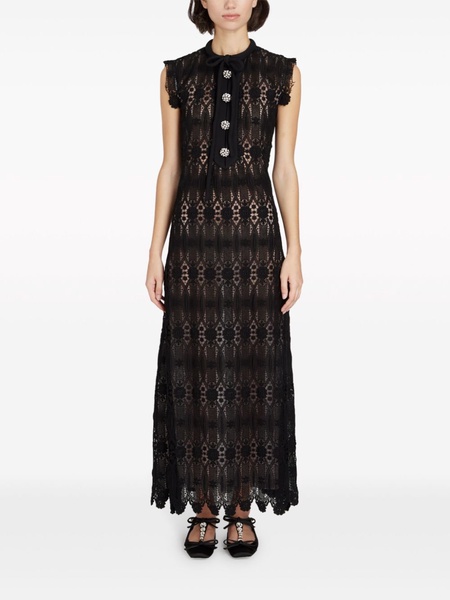 long embroidered macramé dress