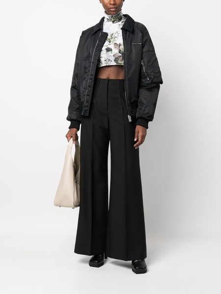 high-waisted flare-leg trousers