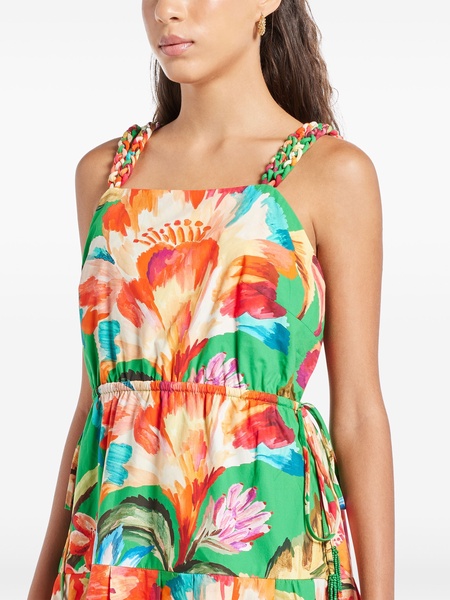 Green Tropicart Sleeveless midi dress