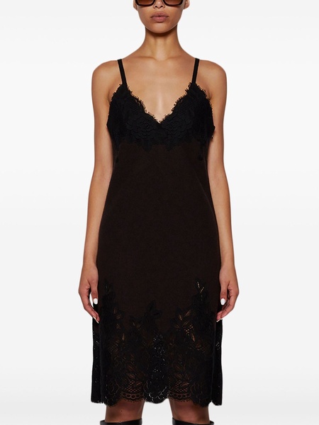 lace-detailed wool slip dress