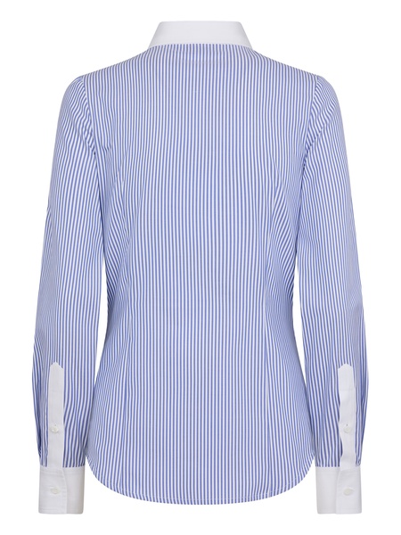 contrast-collar striped cotton shirt