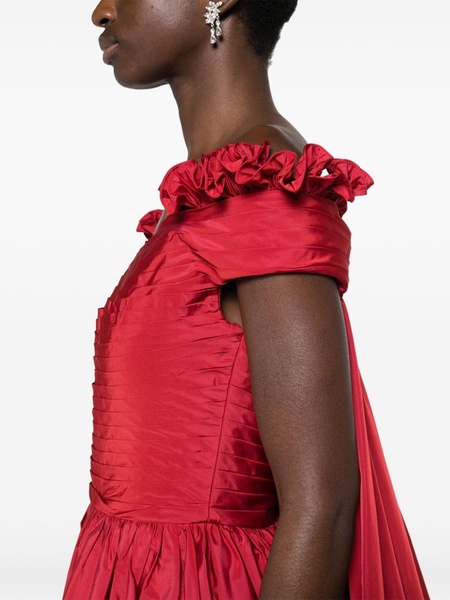 cape-effect taffeta gown