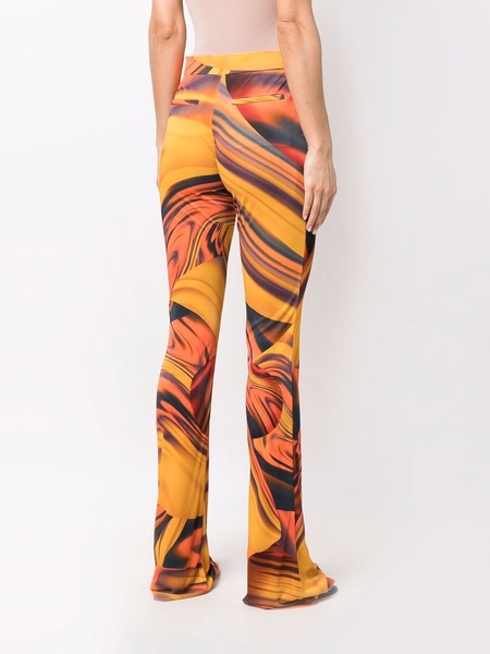 abstract-print flared trousers