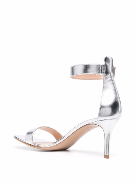 metallic-effect leather sandals