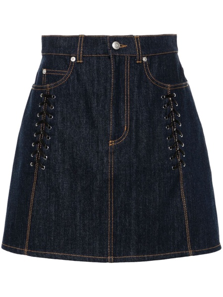 lace-up detail denim mini skirt