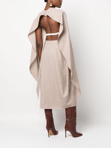 cut-out draped wool dress