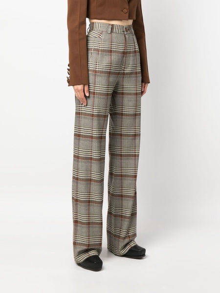 straight-leg plaid trousers