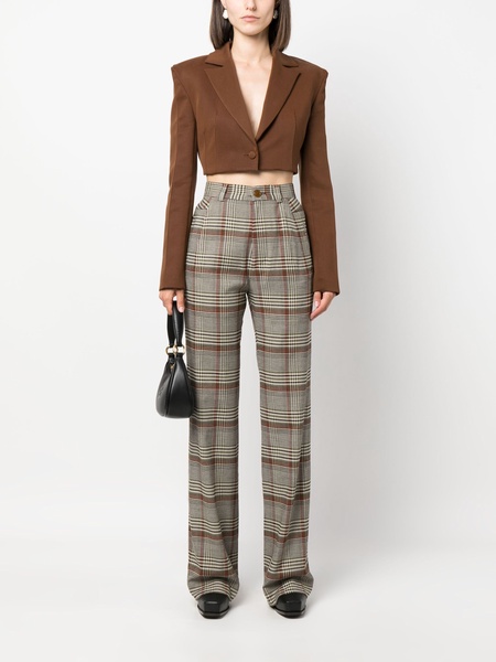 straight-leg plaid trousers