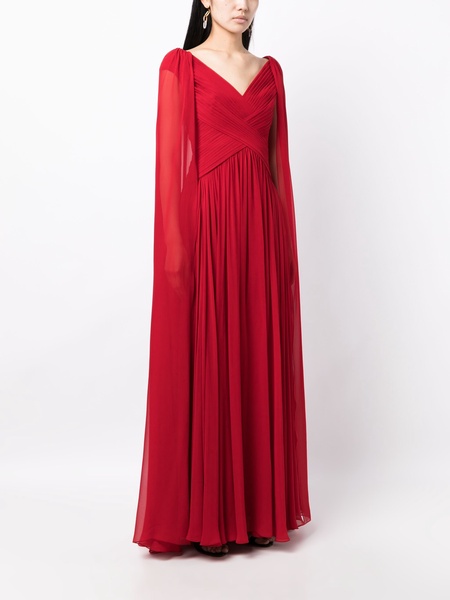 draped V-neck silk gown