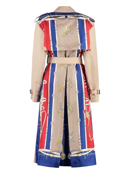 graphic-print trench coat