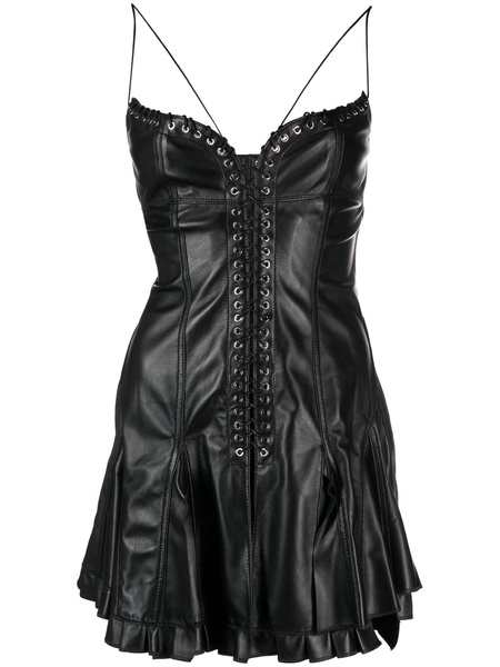 Cleavage eyelet lace-up dress