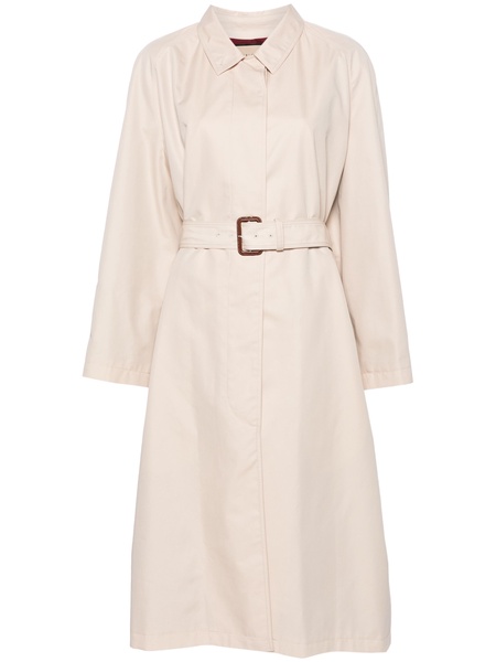 belted gabardine trench coat