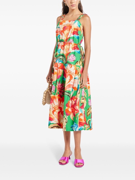 Green Tropicart Sleeveless midi dress