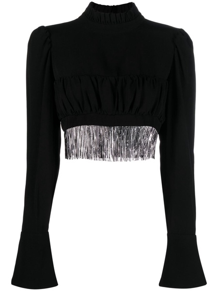 fringed-detail high-neck top