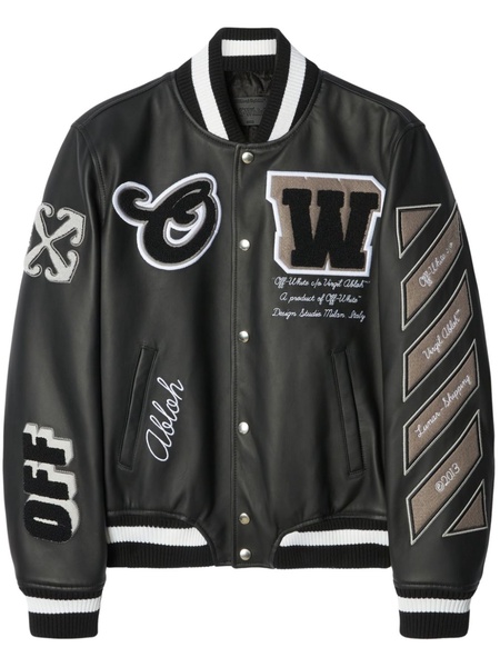 Moon leather varsity jacket