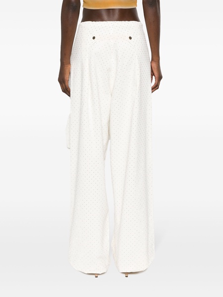 rhinestone-embellished cotton palazzo trousers 