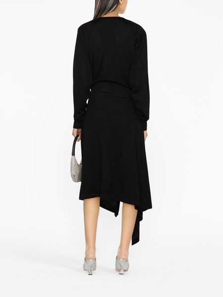 front-slit long-sleeved wrap dress