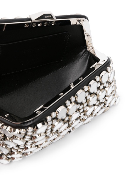 Midnight stud-embellished leather clutch bag